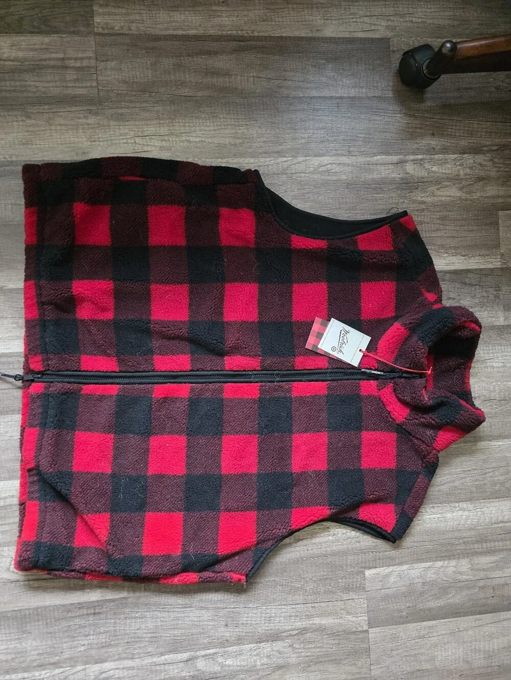 Men's WOOLRICH X TARGET Red & Black Buffalo Check Fleece Vest Gorpcore Granola